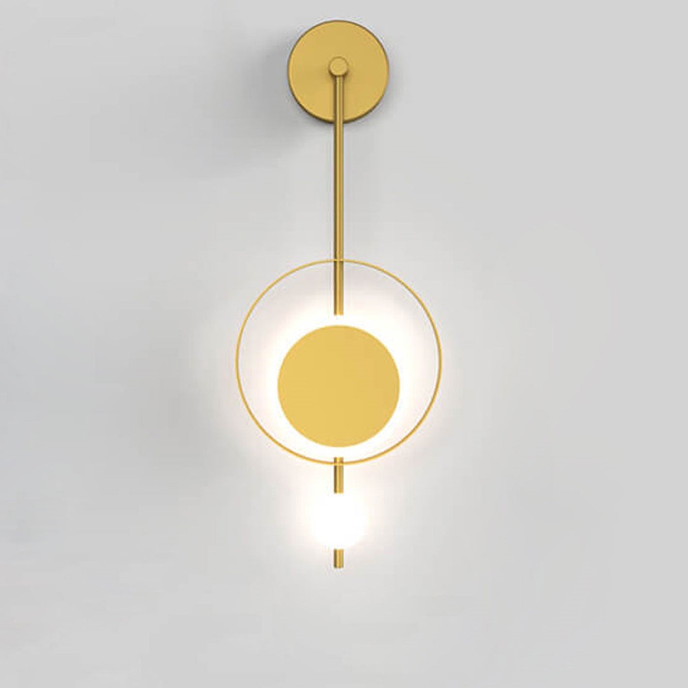 Modern Minimalist Iron Circle Straight Arm LED Light Wall Sconce Lamp