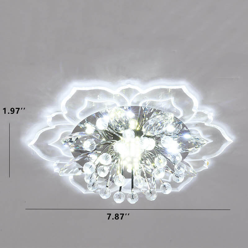 Modern Crystal Flower Shape LED Flush Mount Ceiling Light