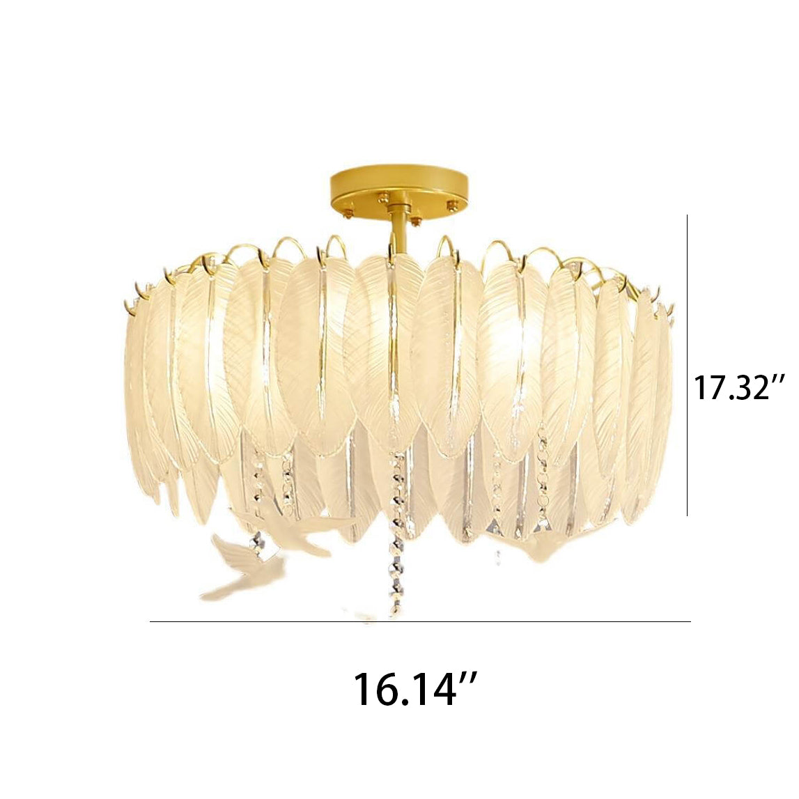 Luxury Creative Glass Feather Bird 6/8/10-Light Flush Mount Light