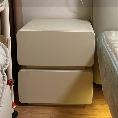 Modern Minimalist Rectangular Solid Wood Metal Nightstand 2-Drawer For Bedroom