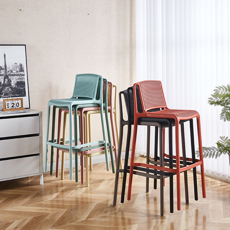 Modern Minimalist Rectangular PP Bar Stool Backrest Footrest For Dining Room