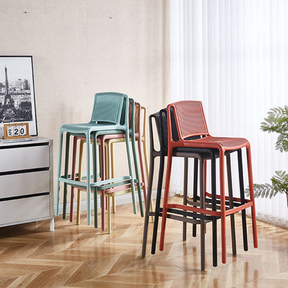 Modern Minimalist Rectangular PP Bar Stool Backrest Footrest For Dining Room