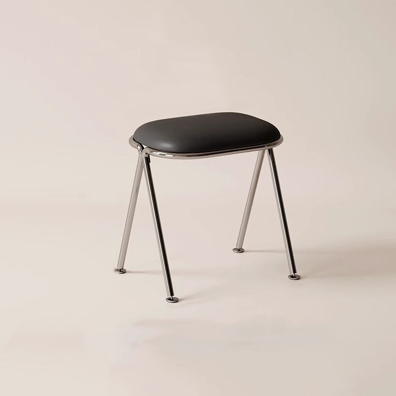 Contemporary Nordic Rectangular PU Leather Metal Vanity Stool For Bedroom