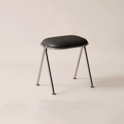 Contemporary Nordic Rectangular PU Leather Metal Vanity Stool For Bedroom
