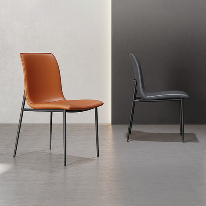 Modern Minimalist PU Leather Carbon Steel Sponge Square Dining Chair Backrest For Dining Room