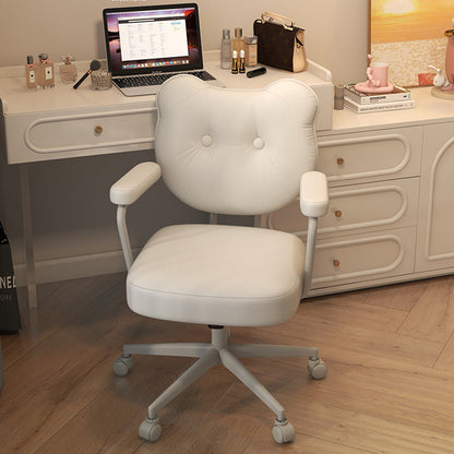 Contemporary Creative Square Upholstered Bear PU Leather Stainless Steel Vanity Stool Backrest For Bedroom