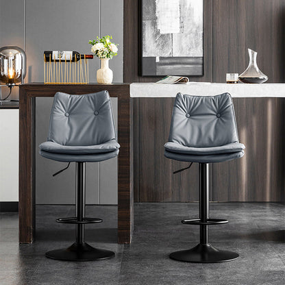 Modern Minimalist Rectangular Nappa Leather Iron Bar Stool Backrest Armless For Dining Room