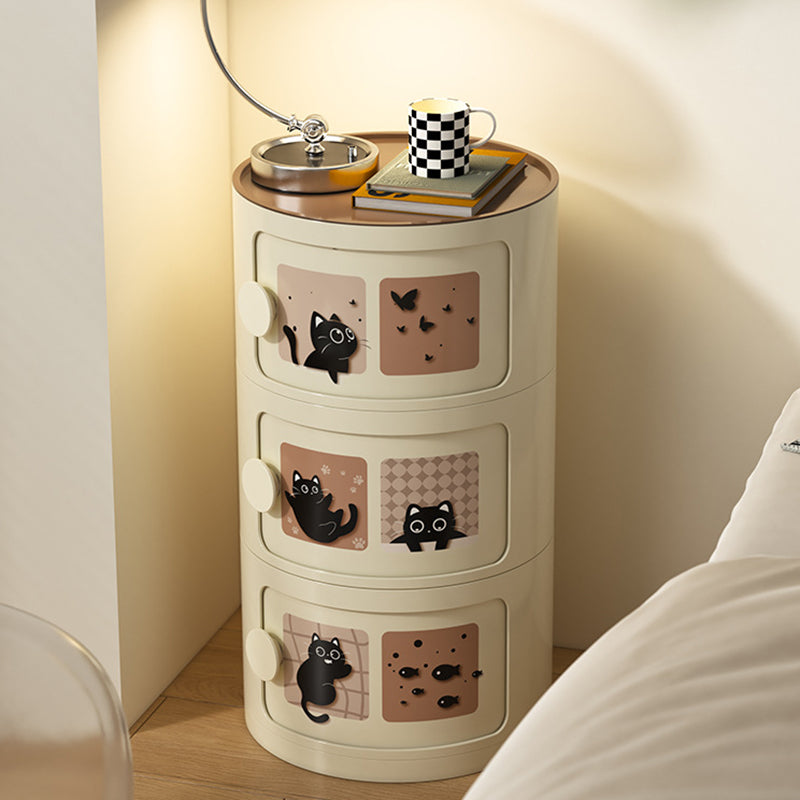 Contemporary Creative Cylindrical ABS Nightstand 2/3 Drawer For Bedroom