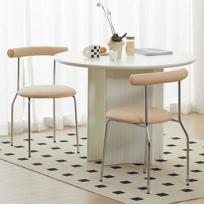 Contemporary Scandinavian PU Leather Metal Sponge Round Arc Dining Chair Backrest For Dining Room