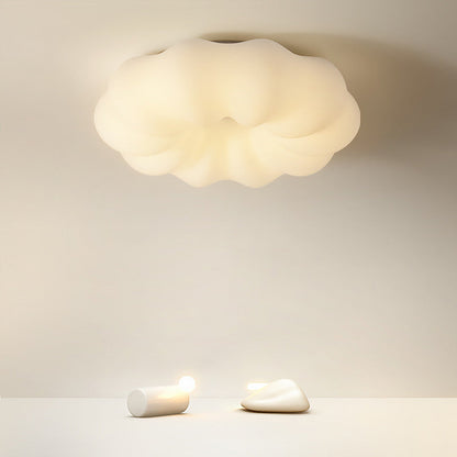 Contemporary Nordic Iron PE Cookies Swirled LED Semi-Flush Mount Ceiling Light For Bedroom