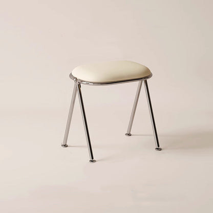 Contemporary Nordic Rectangular PU Leather Metal Vanity Stool For Bedroom