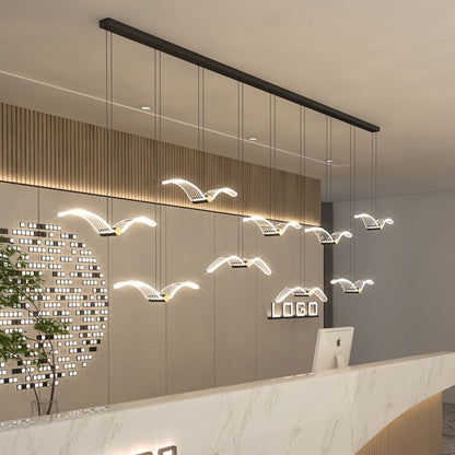 ثريا LED من الحديد الأكريليك مستطيلة الشكل بتصميم طائر النورس الإسكندنافي المعاصر لغرفة الطعام