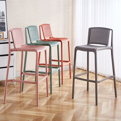 Modern Minimalist Rectangular PP Bar Stool Backrest Footrest For Dining Room