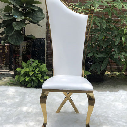 Contemporary Scandinavian Trapezoidal Square Microfiber Leather Metal Dining Chair Backrest Armless For Dining Room