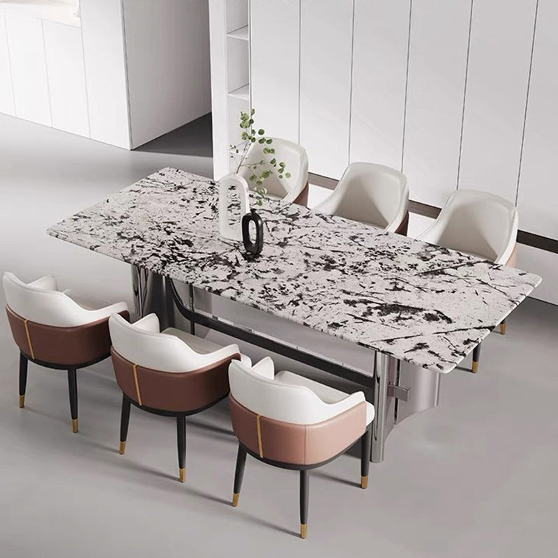 Modern Luxury Square Bent Artificial Leather Metal Dining Chair Backrest Armless For Dining Room