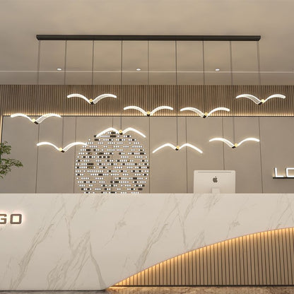 ثريا LED من الحديد الأكريليك مستطيلة الشكل بتصميم طائر النورس الإسكندنافي المعاصر لغرفة الطعام