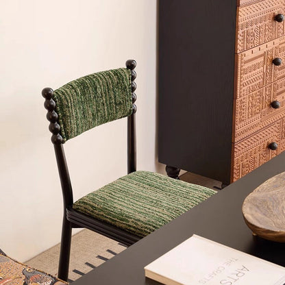 Traditional French Rectangular Chenille Yarn Solid Wood Dining Chair Backrest Armless For Dining Room