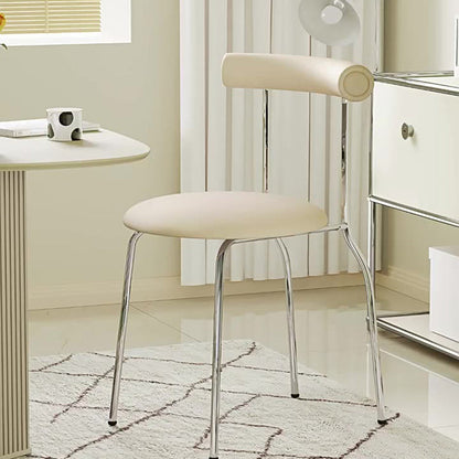 Contemporary Scandinavian PU Leather Metal Sponge Round Arc Dining Chair Backrest For Dining Room