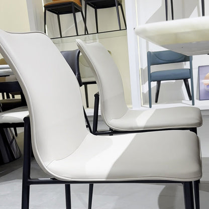 Modern Minimalist PU Leather Carbon Steel Sponge Square Dining Chair Backrest For Dining Room