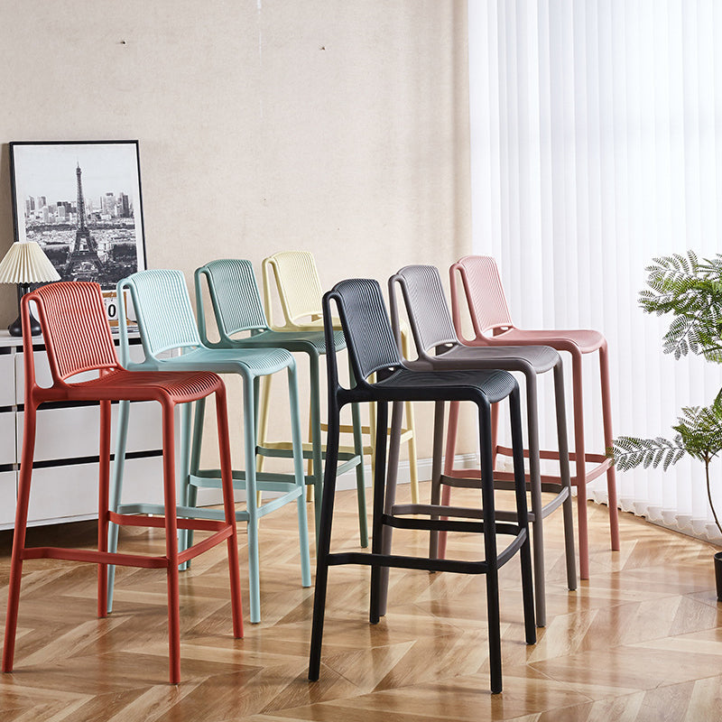 Modern Minimalist Rectangular PP Bar Stool Backrest Footrest For Dining Room