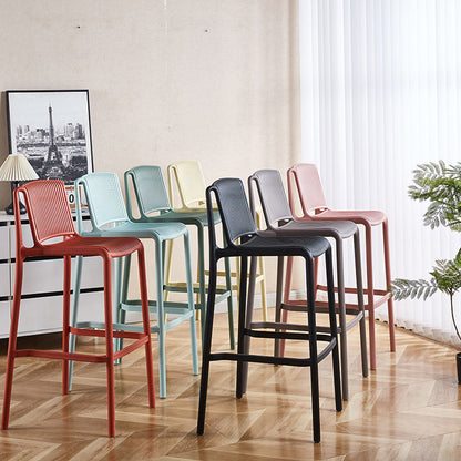 Modern Minimalist Rectangular PP Bar Stool Backrest Footrest For Dining Room