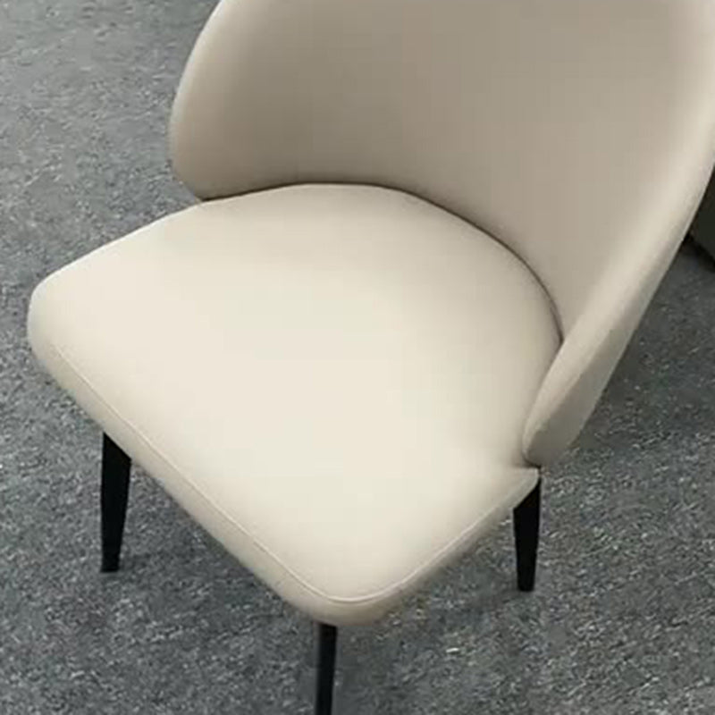 Modern Minimalist Microfiber Leather Wood Carbon Steel Sponge Square Elliptical Curved Dining Chair Backrest For Dining Room