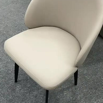 Modern Minimalist Microfiber Leather Wood Carbon Steel Sponge Square Elliptical Curved Dining Chair Backrest For Dining Room