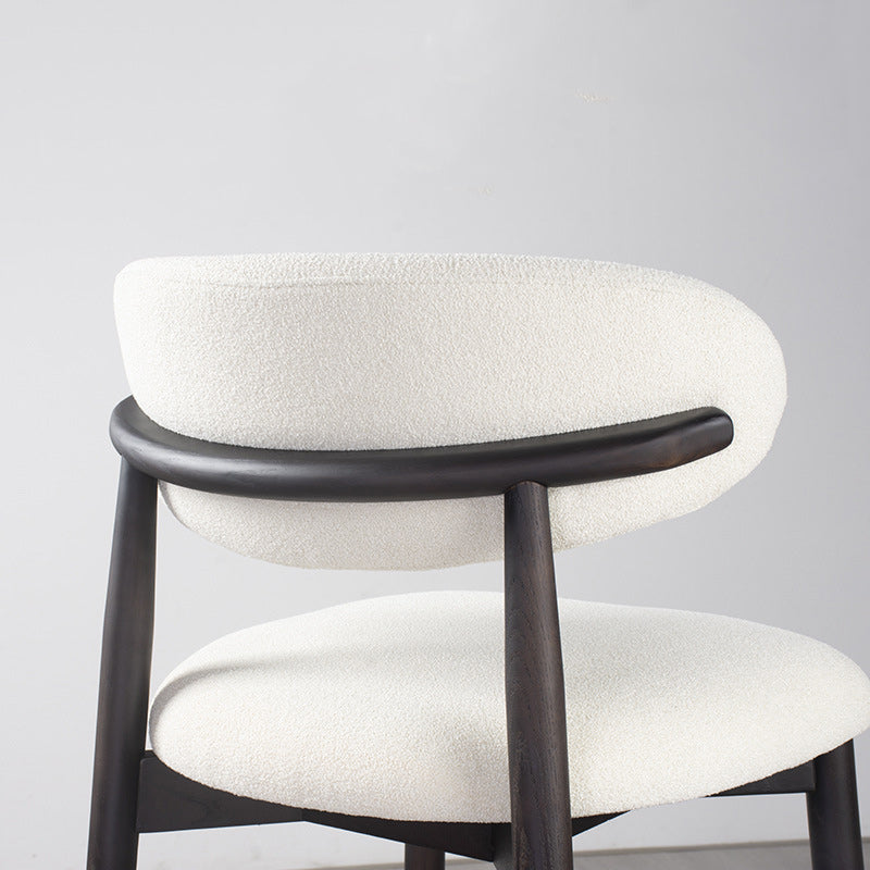 Modern Minimalist Round Upholstered Velvet Solid Wood Bar Stool Curved Backrest For Dining Room