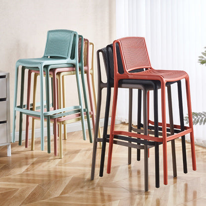 Modern Minimalist Rectangular PP Bar Stool Backrest Footrest For Dining Room