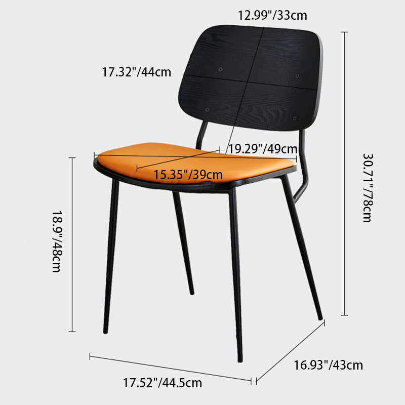 Contemporary Scandinavian Square PU Leather Metal Dining Chair Backrest Armless For Dining Room