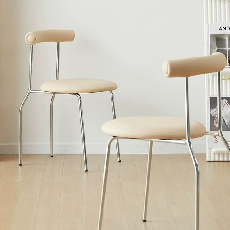 Contemporary Scandinavian PU Leather Metal Sponge Round Arc Dining Chair Backrest For Dining Room