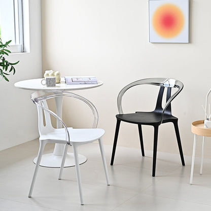 Modern Minimalist Curve Frame Plastic Dining Chair Backrest Armrest For Dining Room
