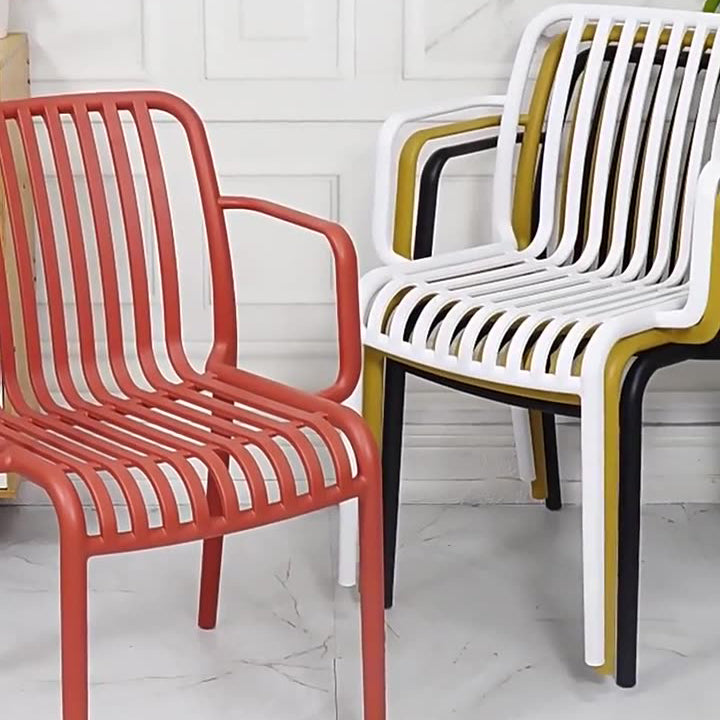 Modern Minimalist Rectangular PP Dining Chair Armrest Backrest For Dining Room