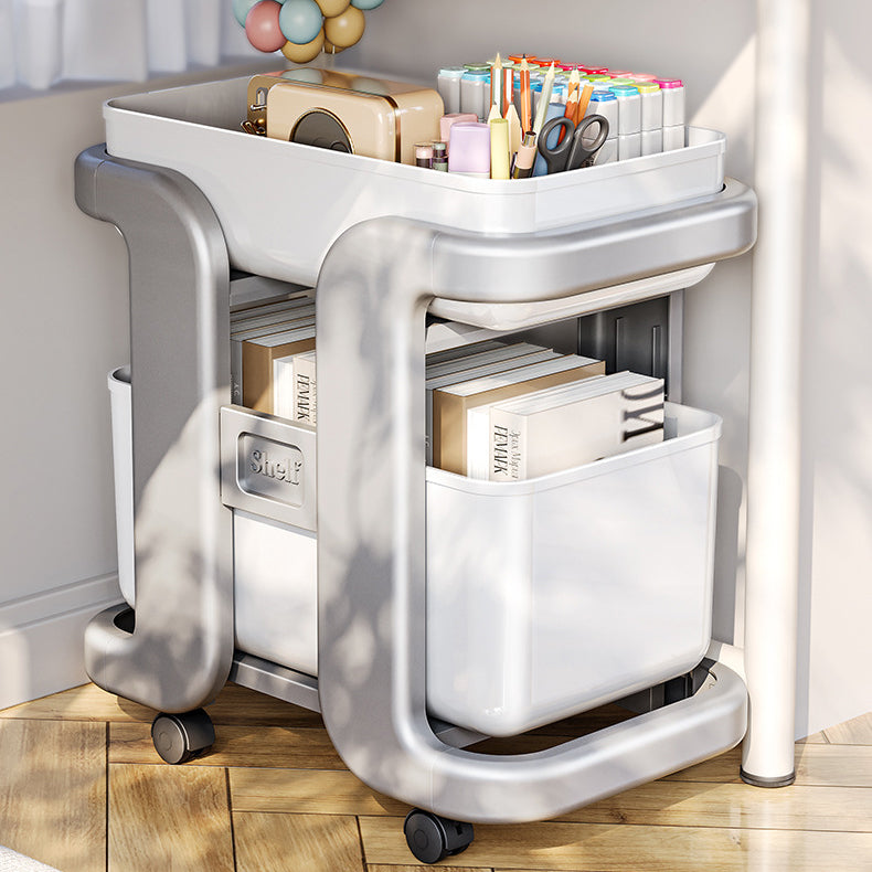 Modern Minimalist Rectangular Movable PP End Table 2-Tier For Bedroom
