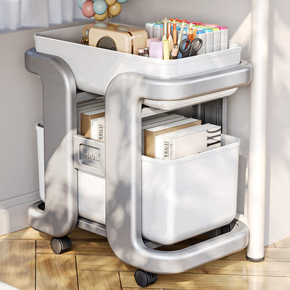 Modern Minimalist Rectangular Movable PP End Table 2-Tier For Bedroom
