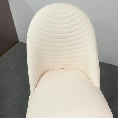 Contemporary Scandinavian Faux Leather Iron Sponge Square Shell Shape Line Design Dining Chair Backrest For Dining Room