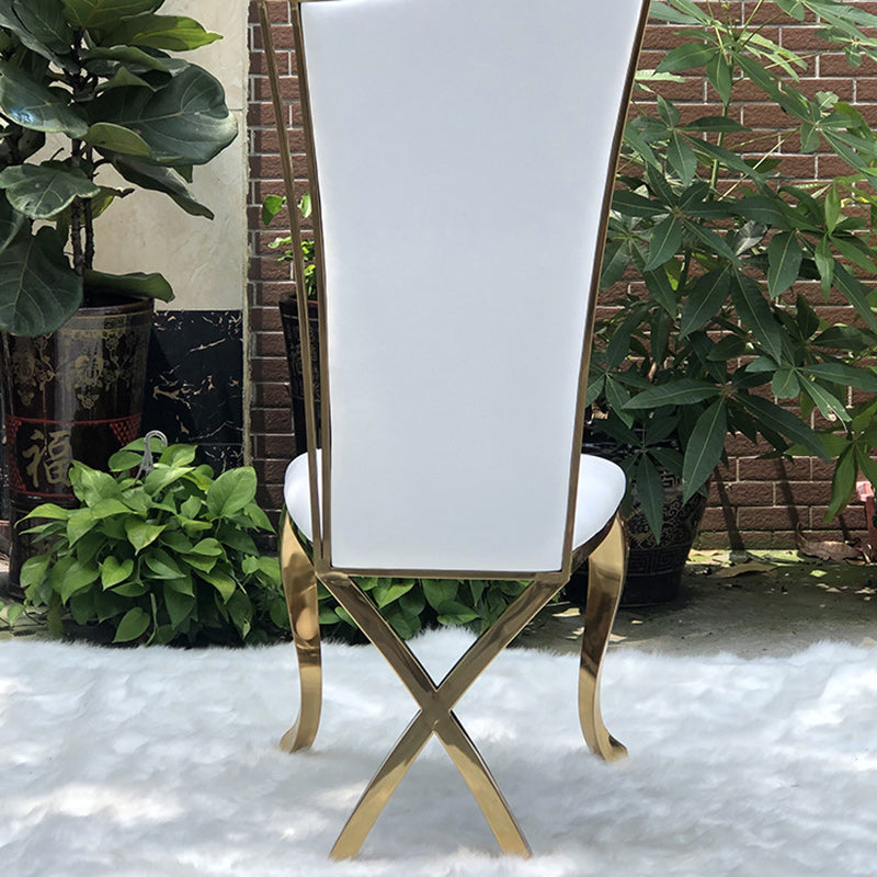 Contemporary Scandinavian Trapezoidal Square Microfiber Leather Metal Dining Chair Backrest Armless For Dining Room