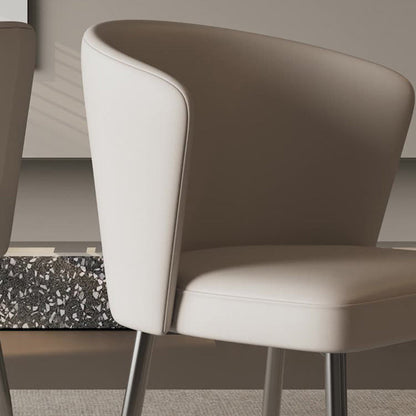 Contemporary Luxury Square Upholstered Microfiber Leather Carbon Steel Dining Chair Curved Backrest For Dining Room