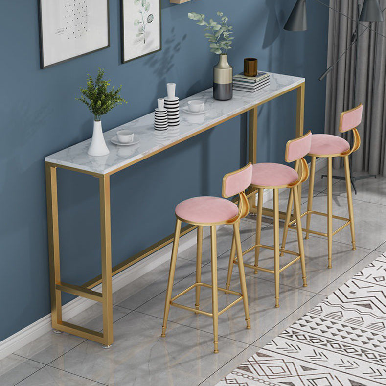 Contemporary Luxury Round Rectangular Velvet Iron Bar Stool Backrest Footrest For Dining Room