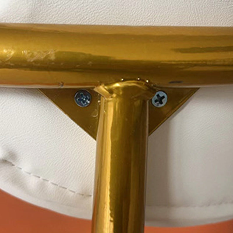 Contemporary Luxury Square Upholstered Faux Leather Metal Dining Chair Curved Backrest Armrest For Dining Room