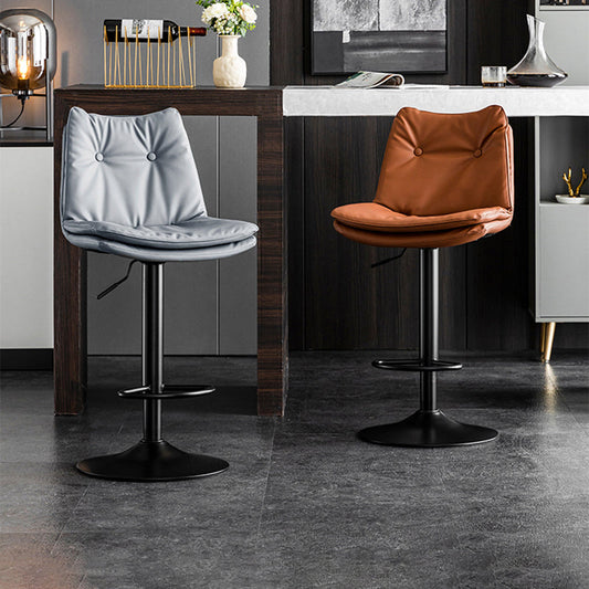 Modern Minimalist Rectangular Nappa Leather Iron Bar Stool Backrest Armless For Dining Room