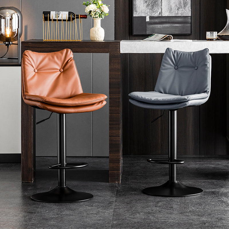 Modern Minimalist Rectangular Nappa Leather Iron Bar Stool Backrest Armless For Dining Room