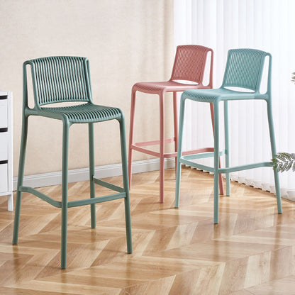 Modern Minimalist Rectangular PP Bar Stool Backrest Footrest For Dining Room