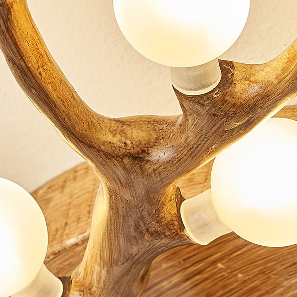 Contemporary Scandinavian Polymer Tree Branch Texture Glass Ball Shade 9/12/15-Light Semi-Flush Mount Ceiling Light For Living Room
