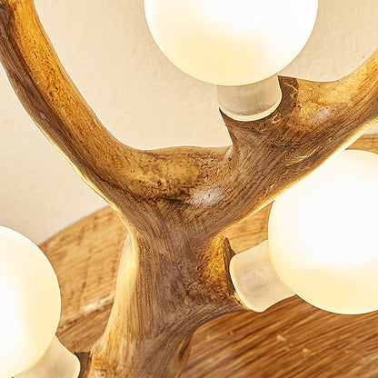 Contemporary Scandinavian Polymer Tree Branch Texture Glass Ball Shade 9/12/15-Light Semi-Flush Mount Ceiling Light For Living Room