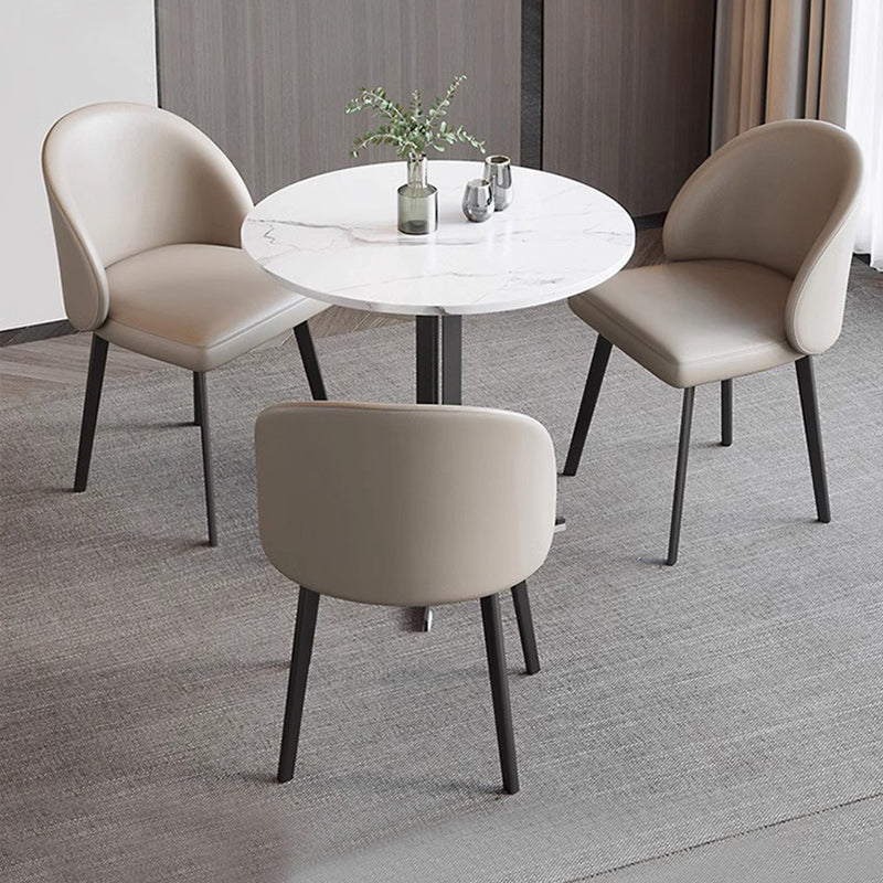 Modern Minimalist Microfiber Leather Wood Carbon Steel Sponge Square Elliptical Curved Dining Chair Backrest For Dining Room