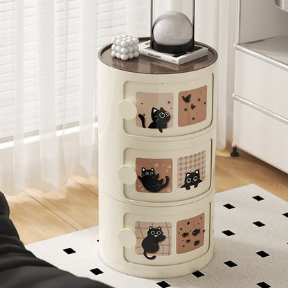 Contemporary Creative Cylindrical ABS Nightstand 2/3 Drawer For Bedroom