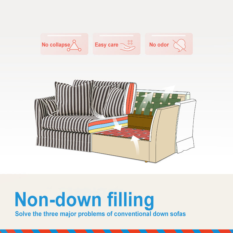 Removable Cover Sofa with Birch Frame – Elegant French 3/4-Seater Accent Chair for Living Room