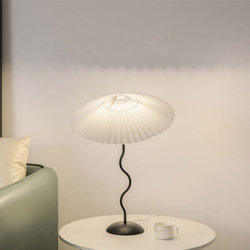 Vintage Danish Pleated Umbrella Bend Base 1-Light Table Lamp