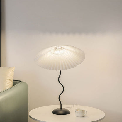 Vintage Danish Pleated Umbrella Bend Base 1-Light Table Lamp